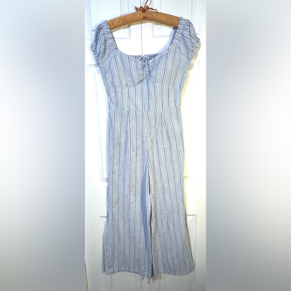 Derek Heart Striped Smocked Wide Leg Jumpsuit Size M